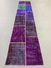 Vintage Turkish Patchwork Runner 300x60 cm Wool Rug 2177