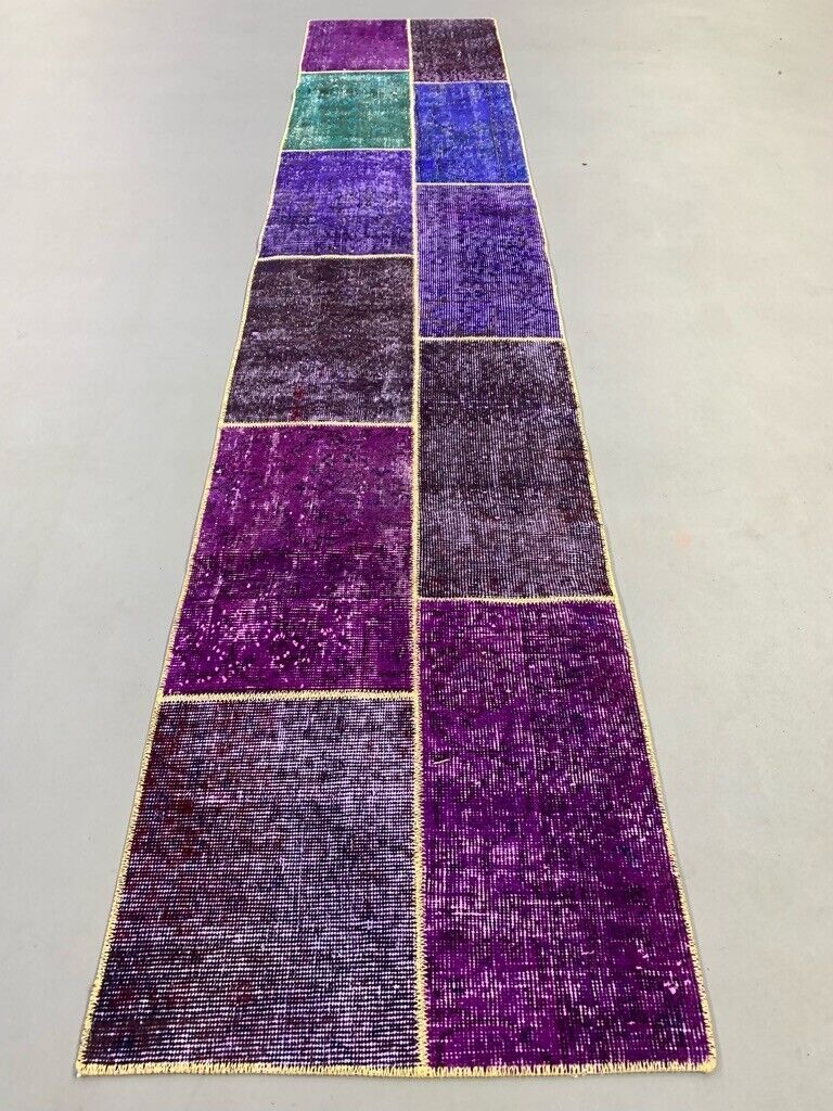 Vintage Turkish Patchwork Runner 300x60 cm Wool Rug 2177