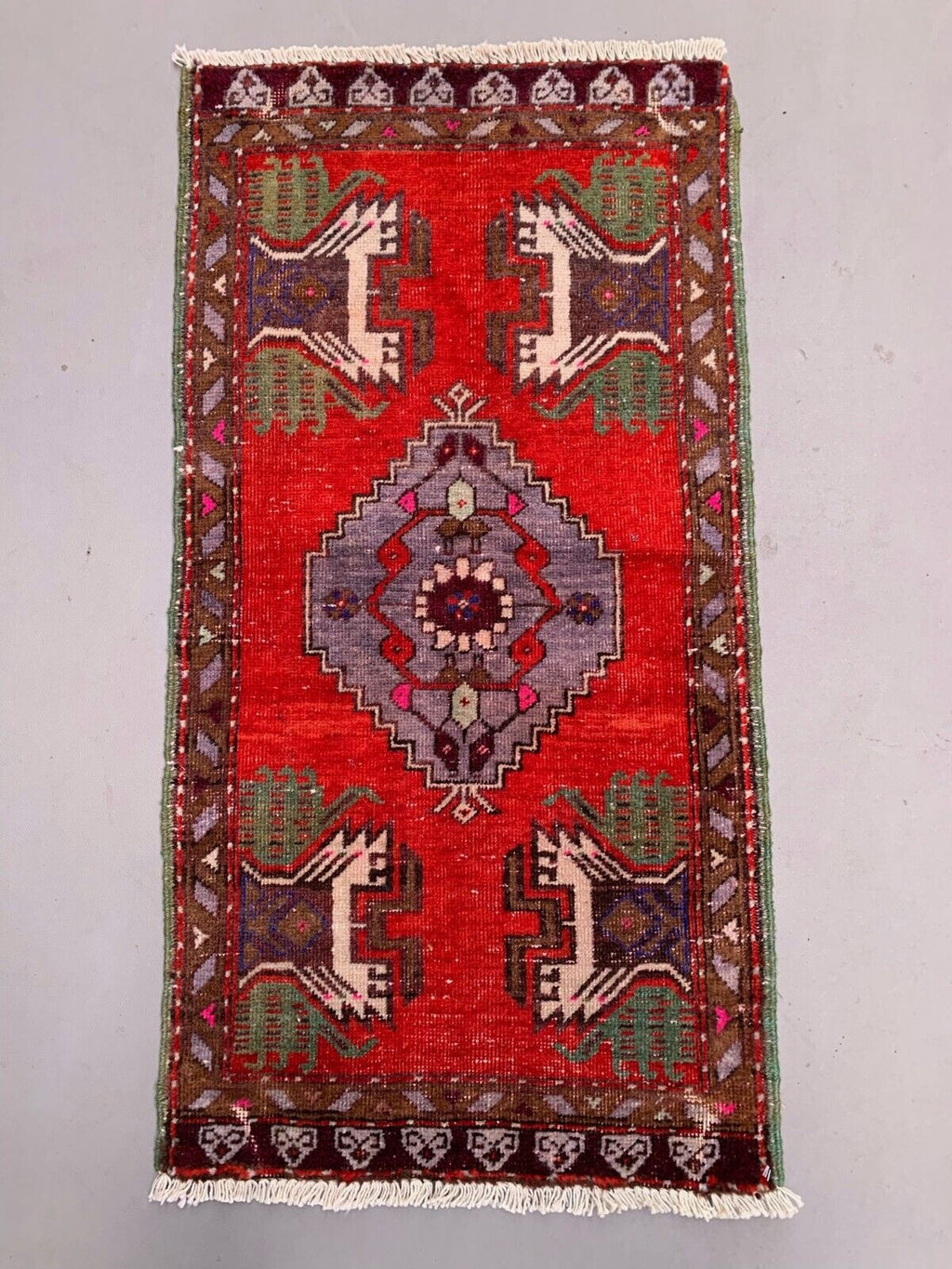 Small Vintage Turkish Rug 101x52 cm, Short Runner, Tribal, Shabby Chic
