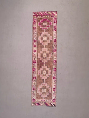 Vintage Turkish  Tribal Runner 360x93 cm veg dye wool rug tribal, handmade