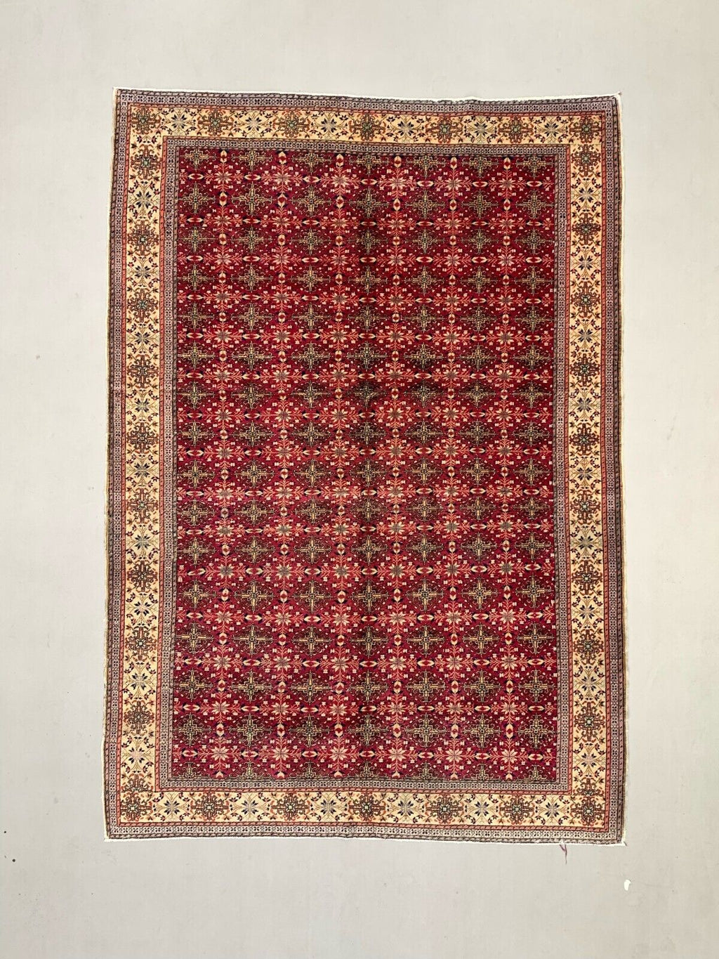Vintage Turkish Rug 279x193 cm, Tribal Wool Carpet Large