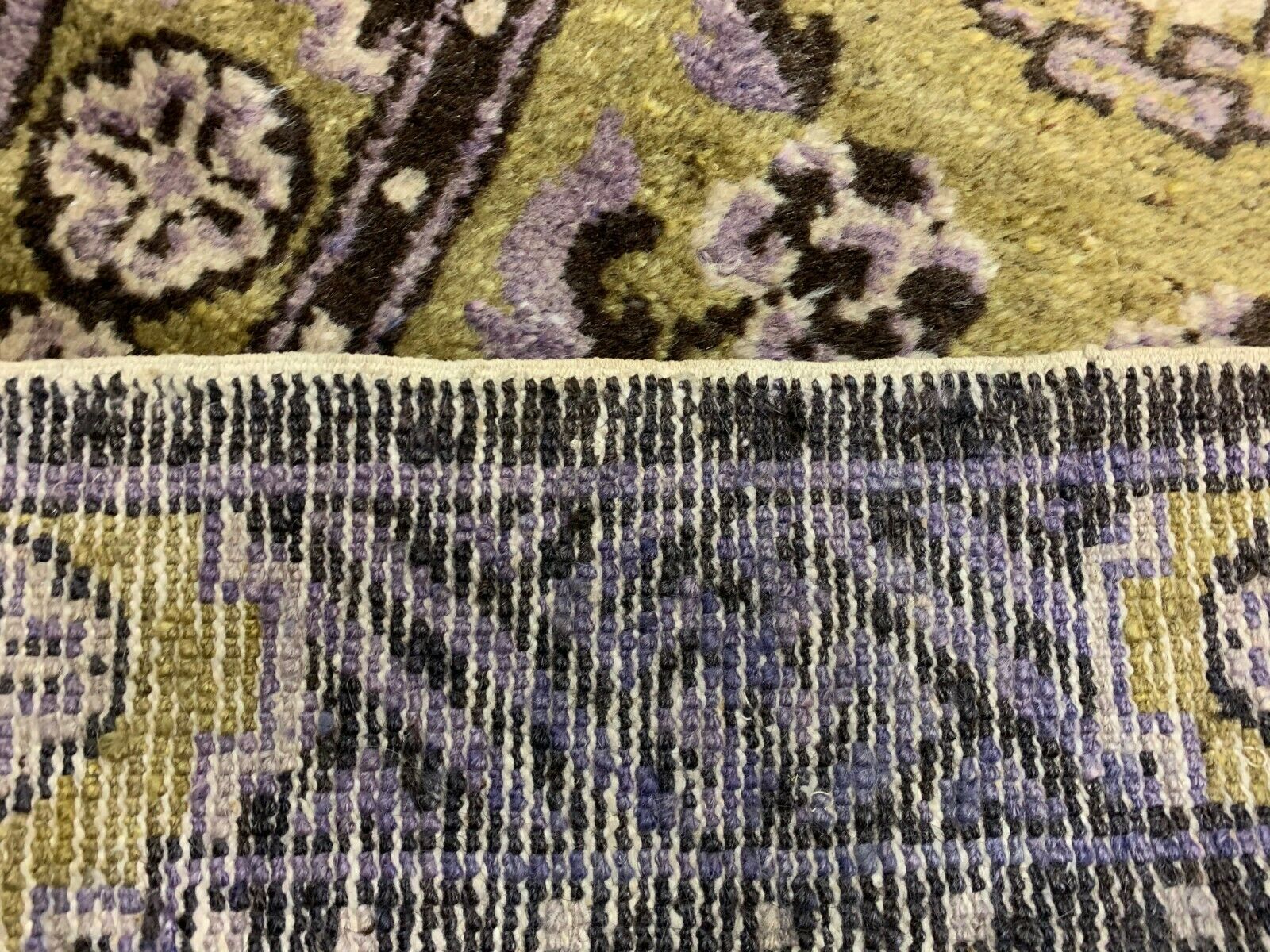 Antique Chinese Pao Tao Rug 145x68 cm, Wool, Gold and Brown kilimshop.myshopify.com