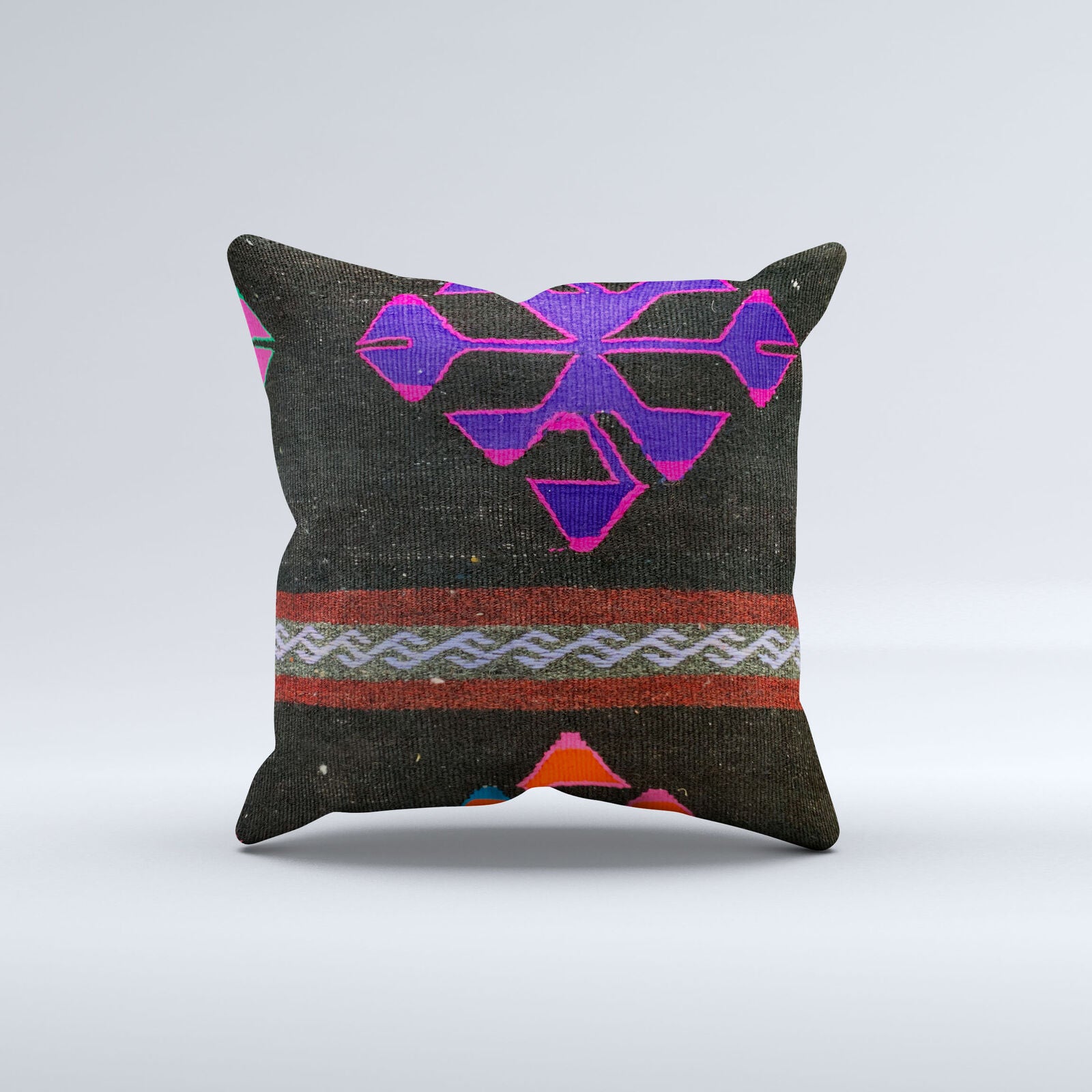 Vintage Turkish Kilim Cushion Cover 50x50 cm Square Wool Kelim Pillowcase 50478