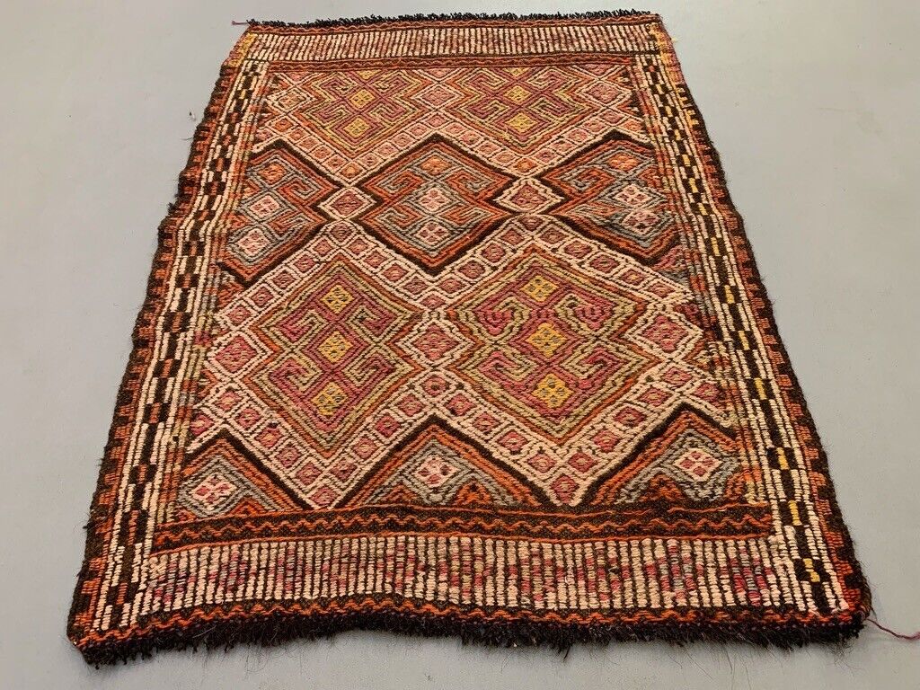Small Vintage Turkish Kilim Rug 105x79 cm Wool Kelim