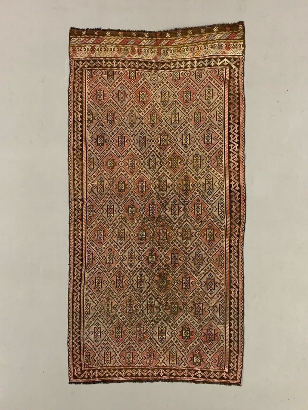 Large Vintage Turkish Kilim Rug 331x165 cm Wool Jajim Kelim