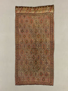 Large Vintage Turkish Kilim Rug 331x165 cm Wool Jajim Kelim
