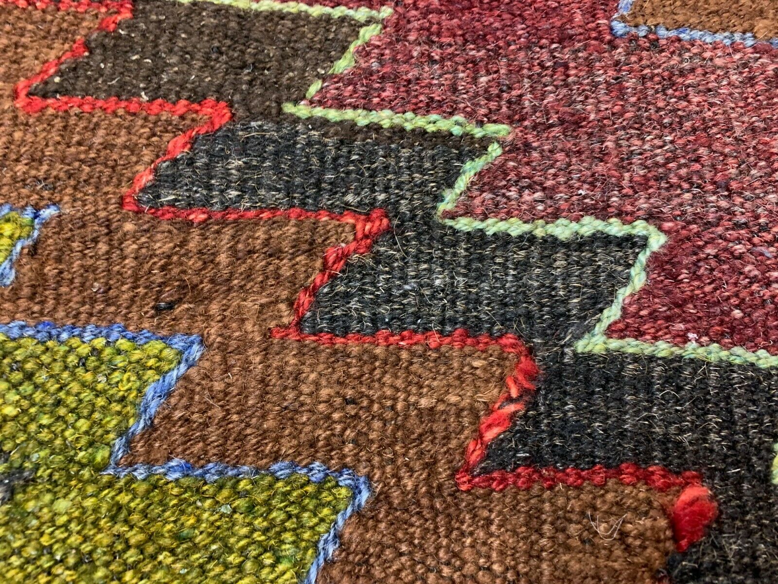 Vintage Turkish Kilim 342x150 cm wool Kelim rug Large, Purple, Red, Black, Blue