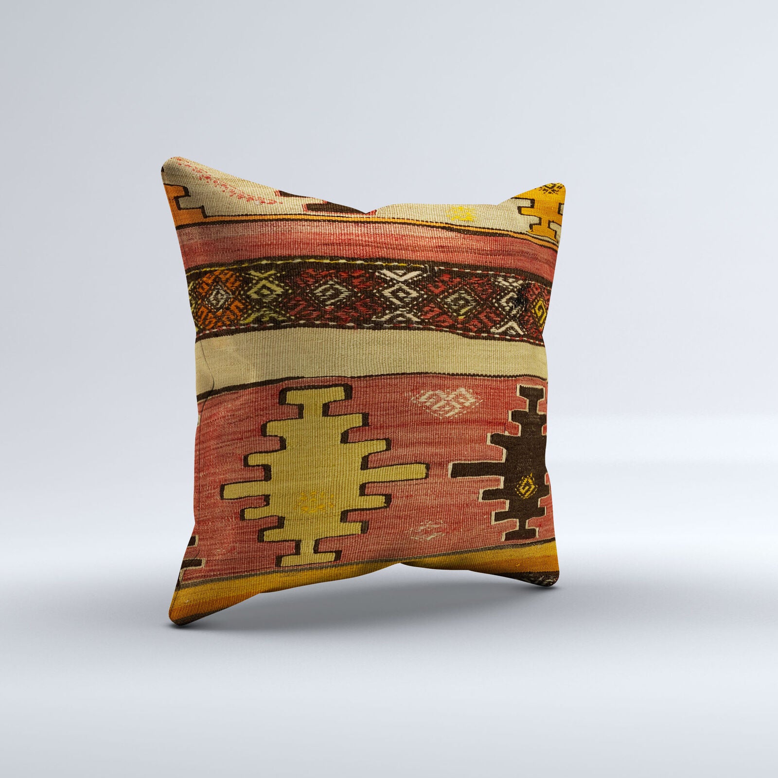 Vintage Turkish Kilim Cushion Cover 60x60 cm Square Wool Kelim Pillowcase 66404