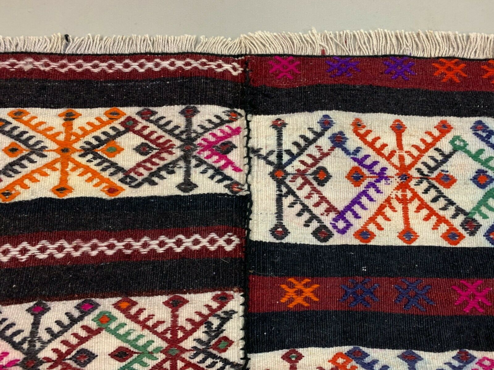 Vintage Turkish Kilim 210x128 cm wool kelim rug Beige, Brown, Black, Large