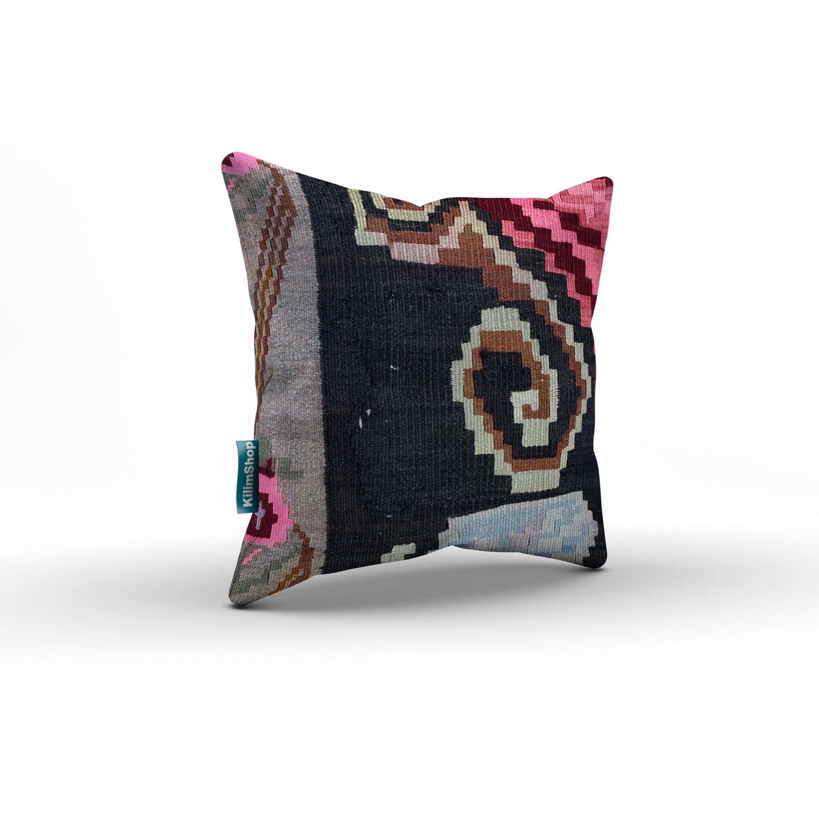 Turkish Kilim Cushion Cover 40x40 cm Square Wool Kelim Pillow Moroccan 40776