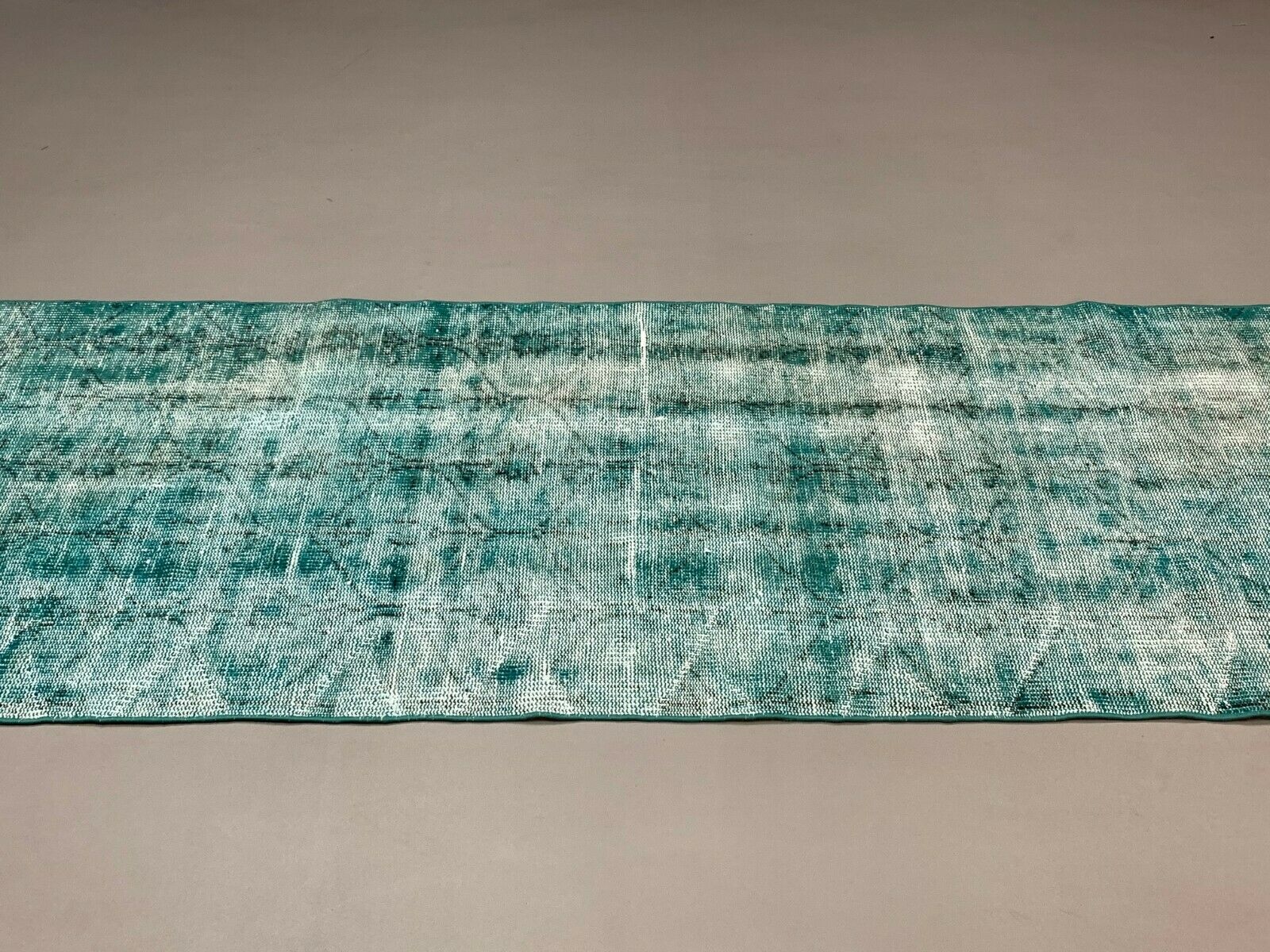 Distressed Turkish Narrow Runner 282x88 cm wool Vintage rug, Overdyed Blue kilimshop.myshopify.com