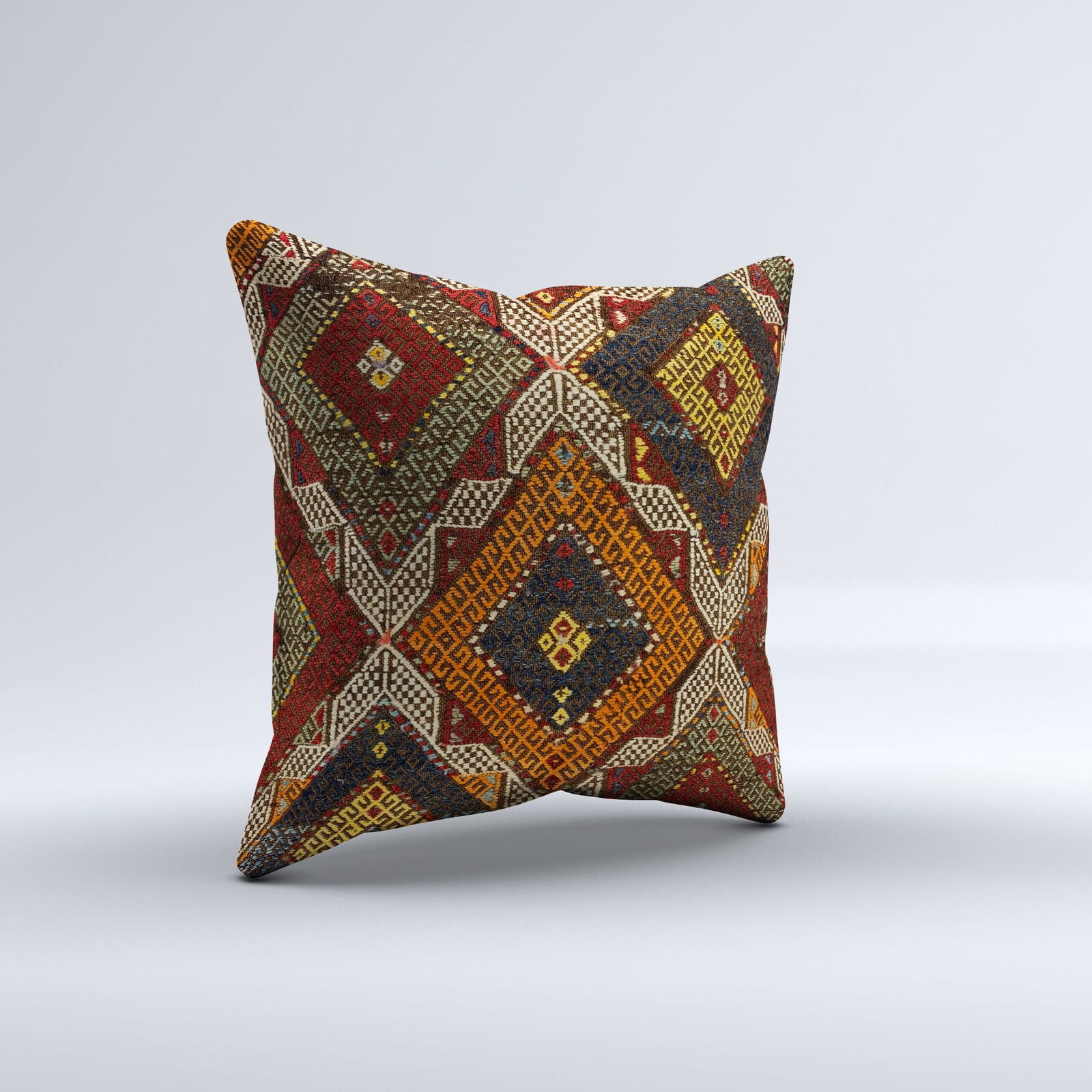 Vintage Turkish Kilim Cushion Cover 60x60 cm Square Wool Kelim Pillowcase 66420