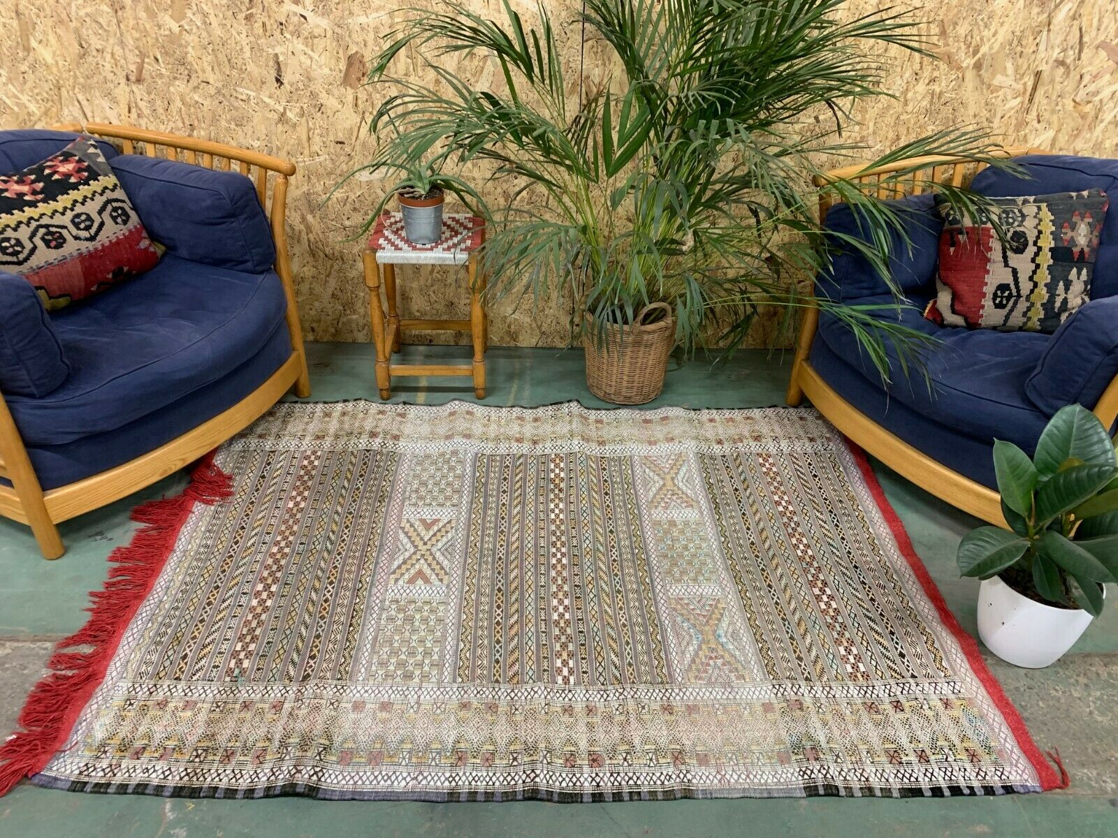 Vintage Moroccan Vegan Silk/Wool Berber Kilim 175x120 cm Kelim Rug