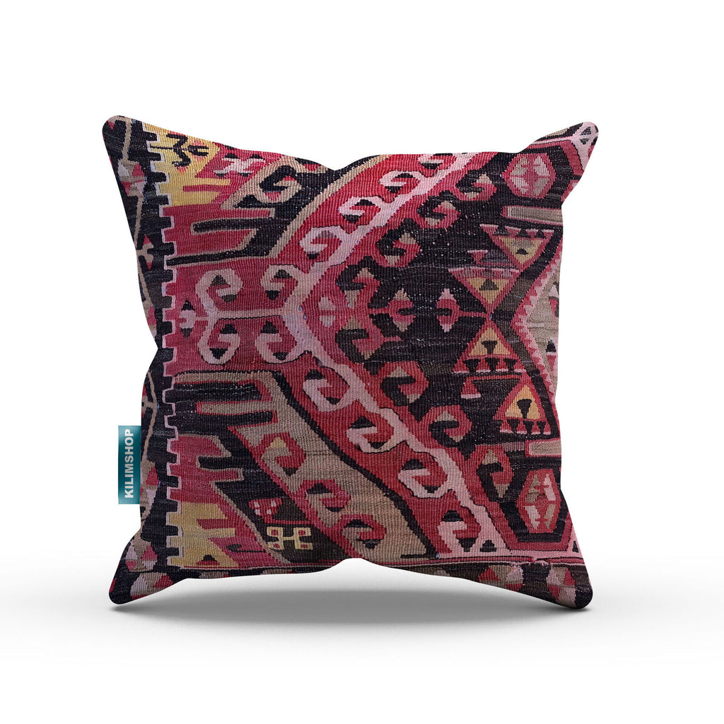 Turkish Kilim Cushion Cover 60x60 cm Square Wool Kelim Pillow Moroccan  66384