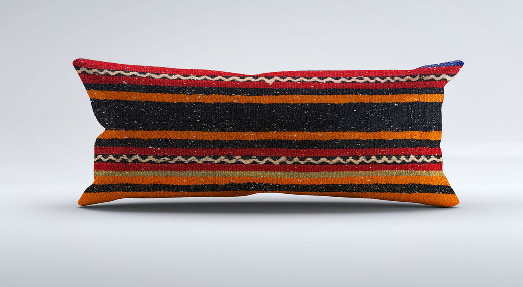 Vintage Turkish Kilim Cushion Cover 30x60 cm Lumbar Wool Kelim Pillowcase 36474