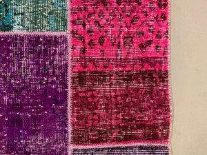 Vintage Turkish Patchwork Runner 300x60 cm Wool Rug 2180