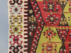 Small Vintage Turkish Kilim Rug 98x80 cm Wool Kelim