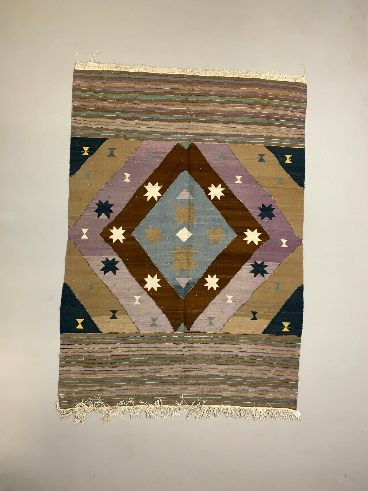 Vintage Turkish Kilim  242x174 cm Kelim Rug, Wool, Large Brown, Beige, Purple kilimshop.myshopify.com