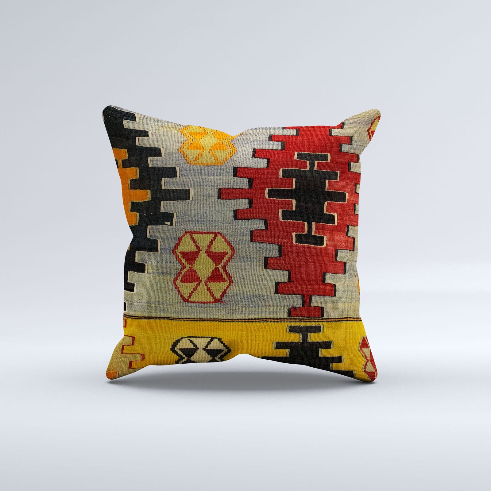 Vintage Turkish Kilim Cushion Cover 60x60 cm Square Wool Kelim Pillowcase 66406