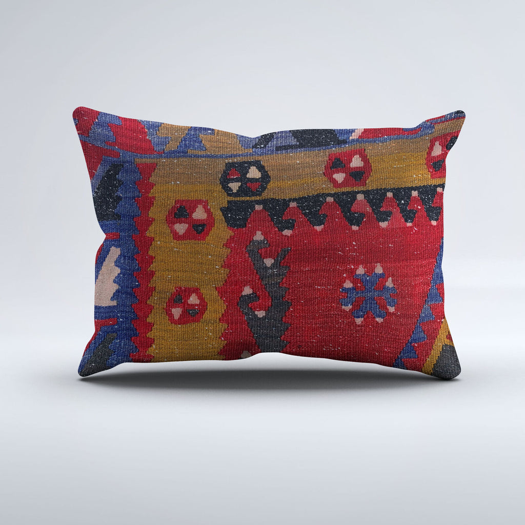 Vintage Turkish Kilim Cushion Cover 60x40 cm Wool Kelim Pillowcase 64648