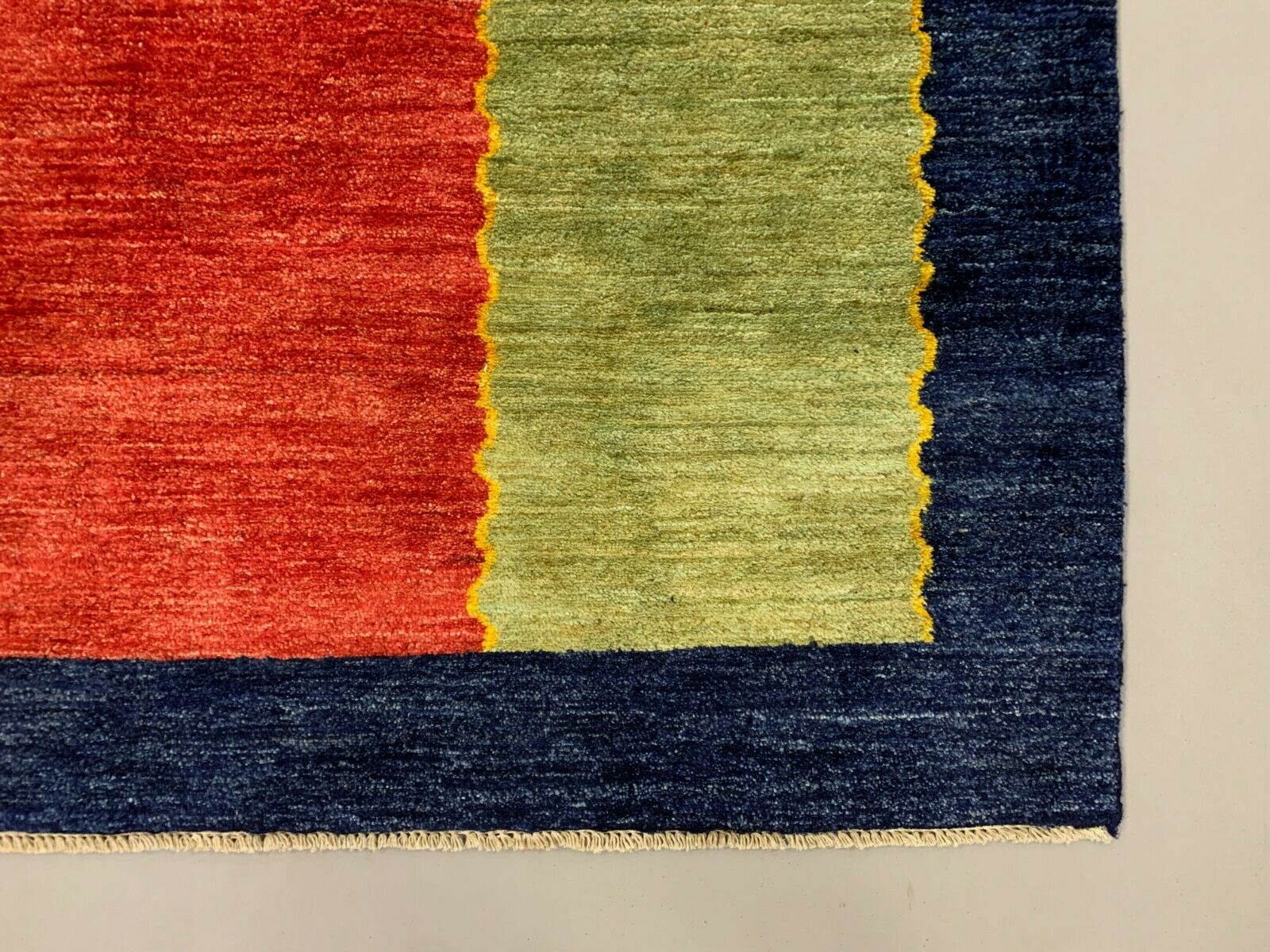 Old Gabbeh Rug 188x129 cm vintage carpet, Tribal Handwoven Blue Red Zollanvari