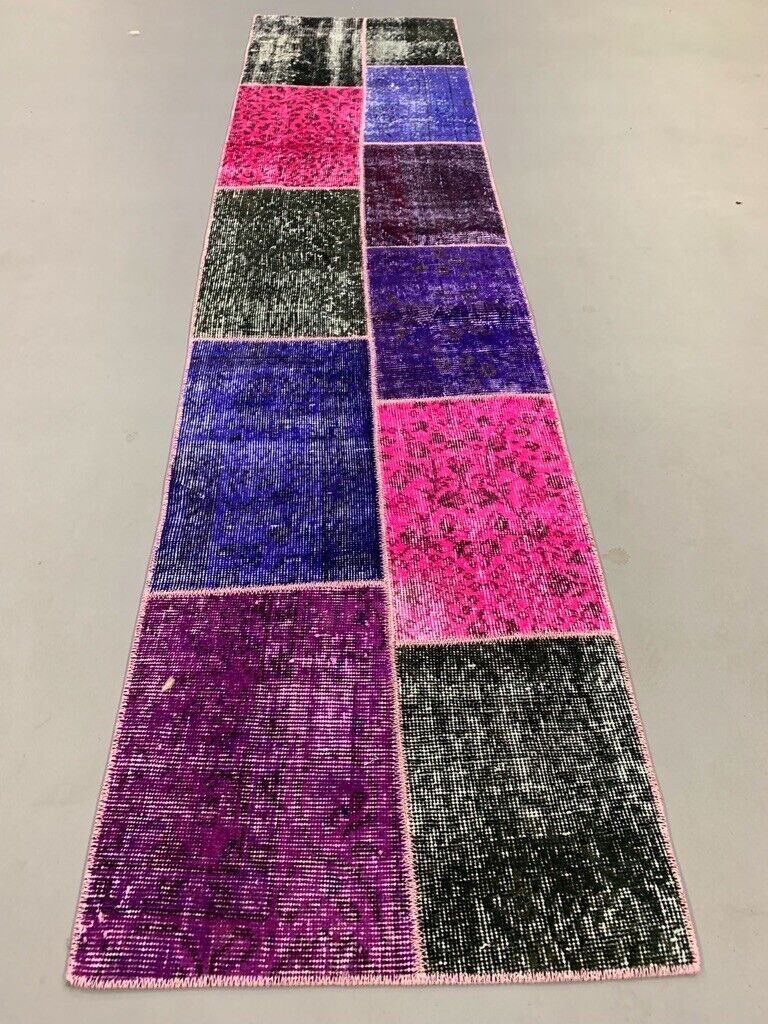 Vintage Turkish Patchwork Runner 250x60 cm Wool Rug 2176
