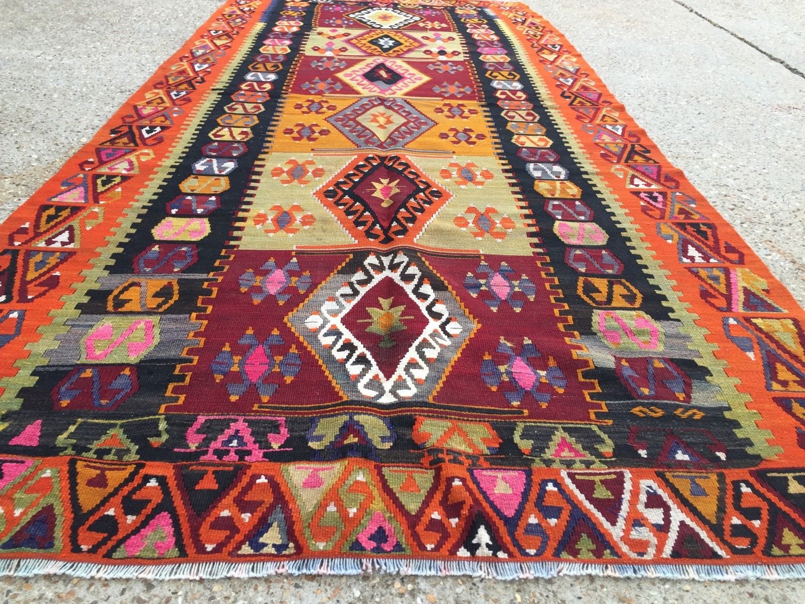 Vintage Turkish Kilim Kelim Rug 256x116 cm shabby chic wool, country home, boho Antiques:Carpets & Rugs kilimshop.myshopify.com