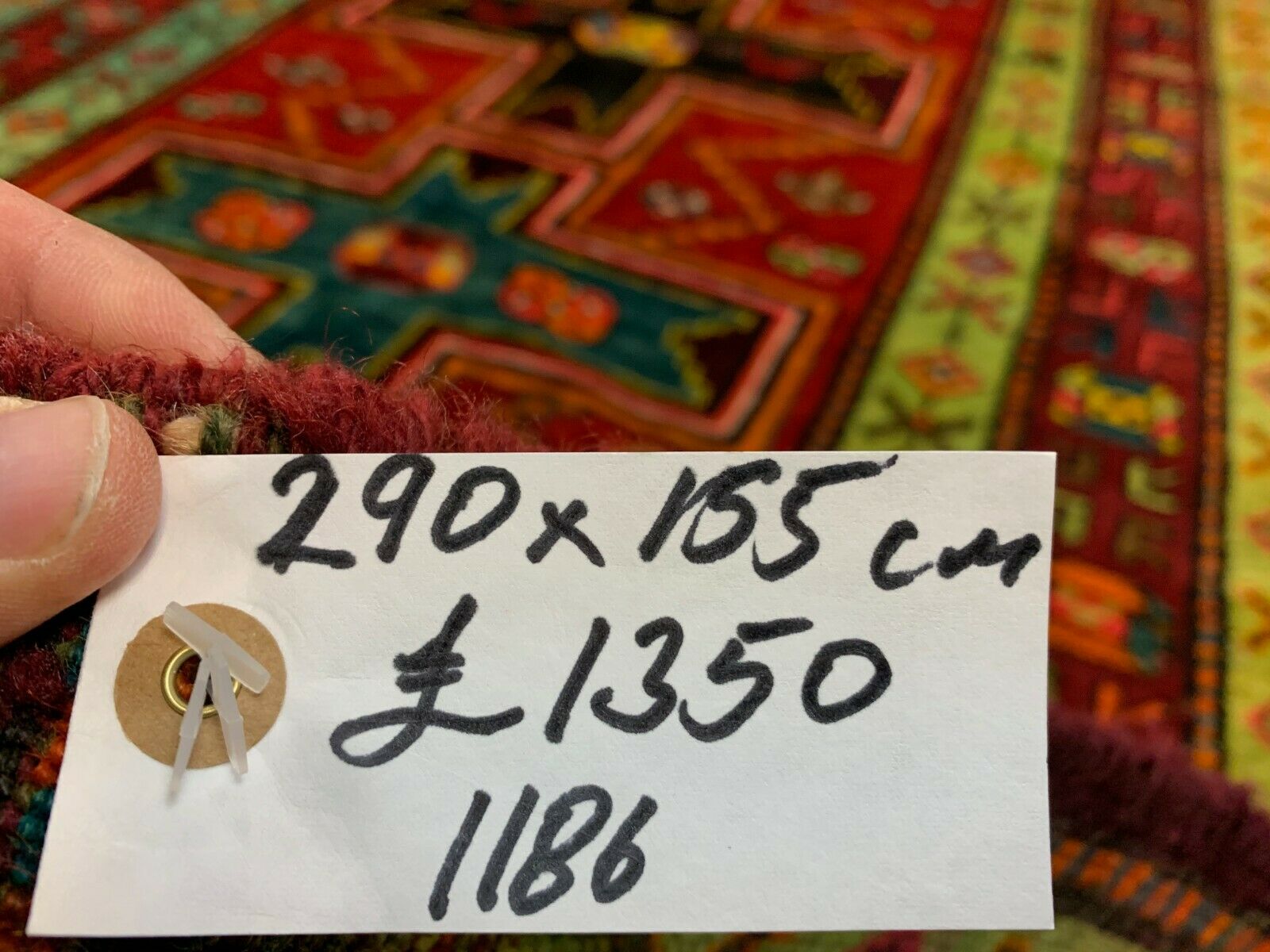 Vintage Caucasian Rug 290x155 cm, Kazak carpet kilimshop.myshopify.com
