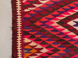 Old Turkish Kilim Runner 350x89 cm, Vintage Kelim Rug, Long and Narrow