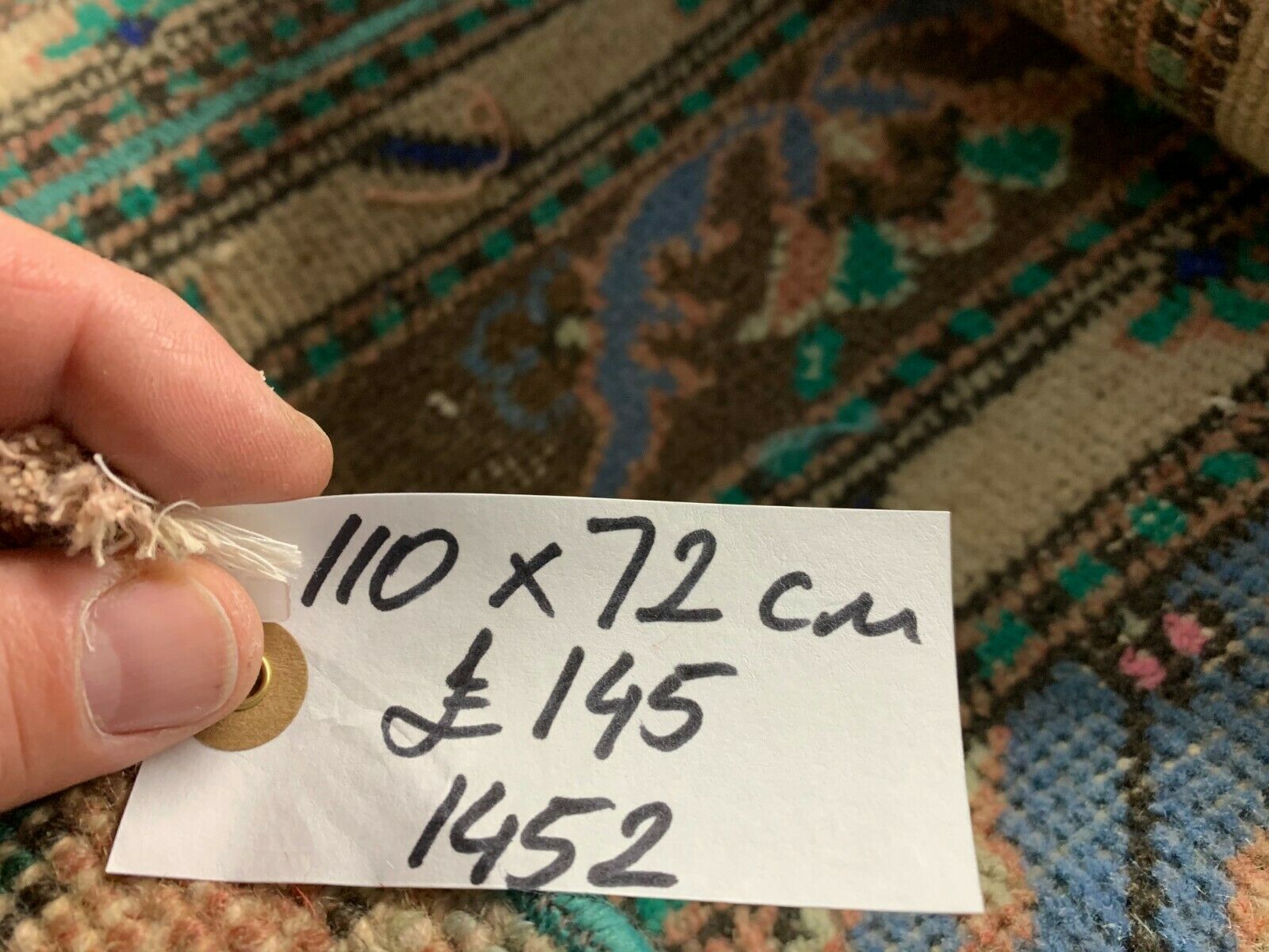 Distressed Turkish Rug 110x72 cm Vintage Shabby, Tribal Red, Green, Brown Small kilimshop.myshopify.com