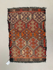 Vintage Turkish Mini Kilim 83x56 cm Wool Small Kelim Runner, shabby Chic