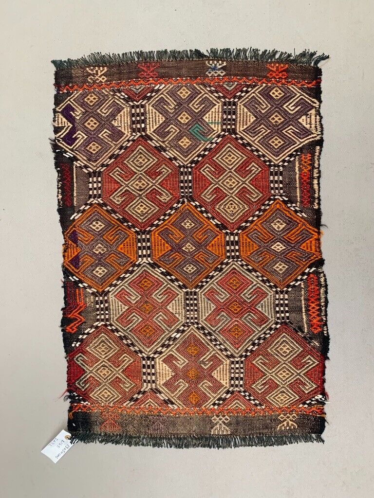 Vintage Turkish Mini Kilim 83x56 cm Wool Small Kelim Runner, shabby Chic