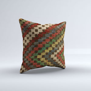 Vintage Turkish Kilim Cushion Cover 60x60 cm Square Wool Kelim Pillowcase 66431