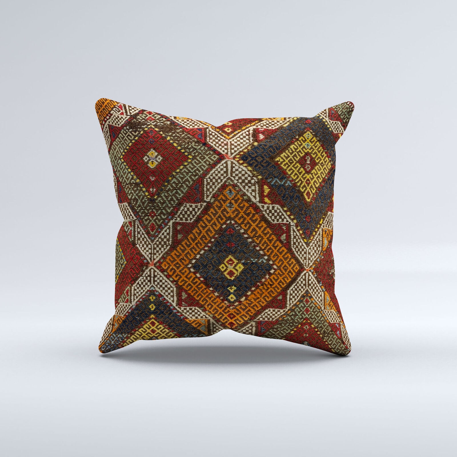 Vintage Turkish Kilim Cushion Cover 60x60 cm Square Wool Kelim Pillowcase 66420