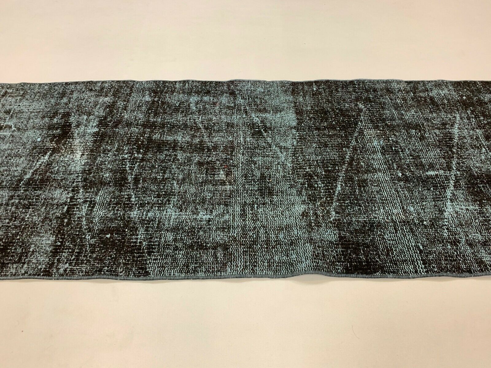 Distressed Turkish Narrow Runner 295x65 cm wool Vintage rug, Overdyed Black kilimshop.myshopify.com