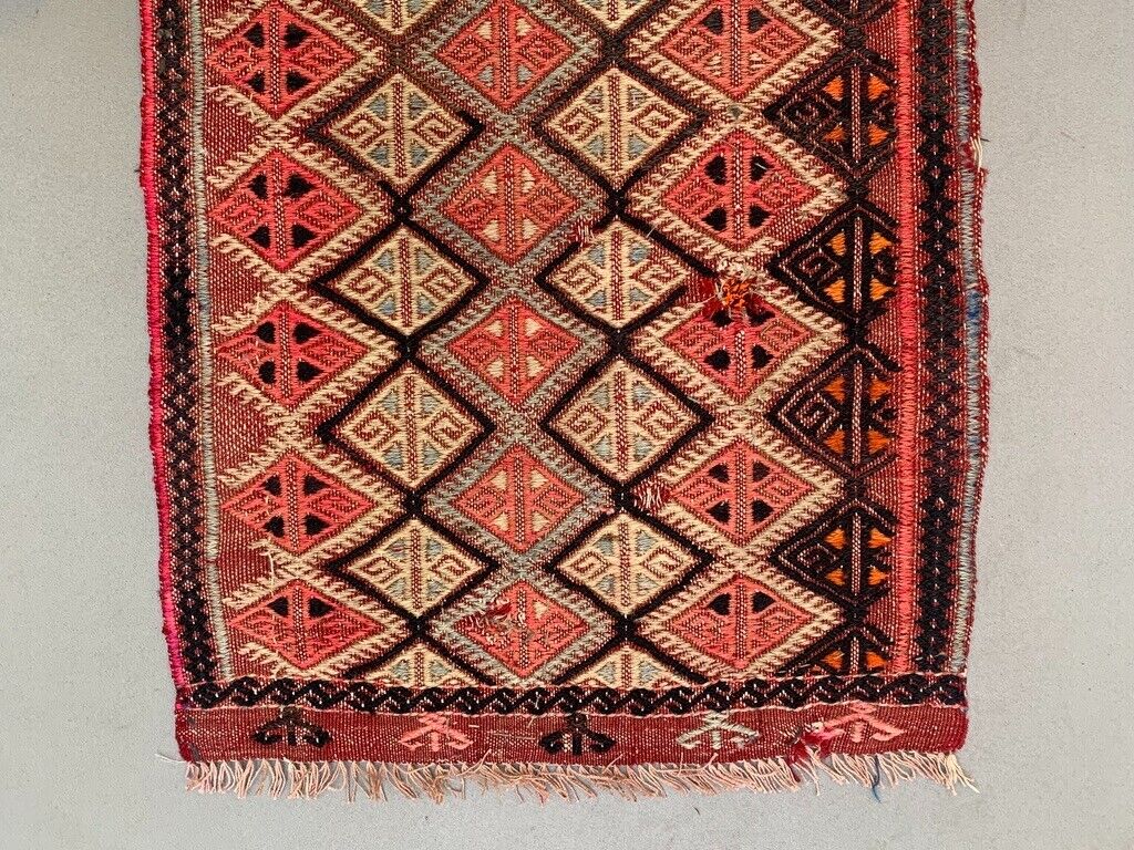 Vintage Turkish Mini Kilim 76x44 cm Wool Small Kelim Runner, shabby Chic