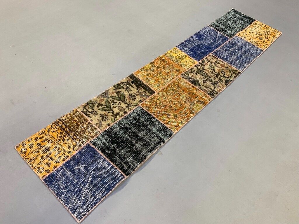 Vintage Turkish Patchwork Runner 250x60 cm Wool Rug 2175