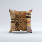 Vintage Turkish Kilim Cushion Cover 40x40 cm Square Wool Kelim Pillowcase  40843