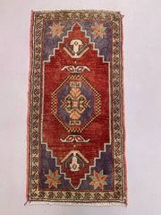 Small Vintage Turkish Rug 98x49 cm, Short Runner, Tribal, Shabby Chic