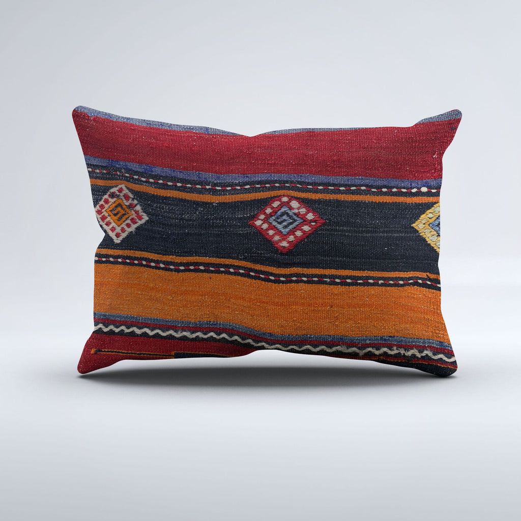 Vintage Turkish Kilim Cushion Cover 60x40 cm Wool Kelim Pillowcase 64656