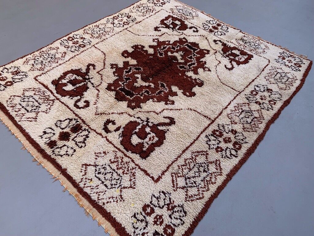 Vintage Moroccan Beni Ourain Rug 227x193 cm, Berber Atlas, Large