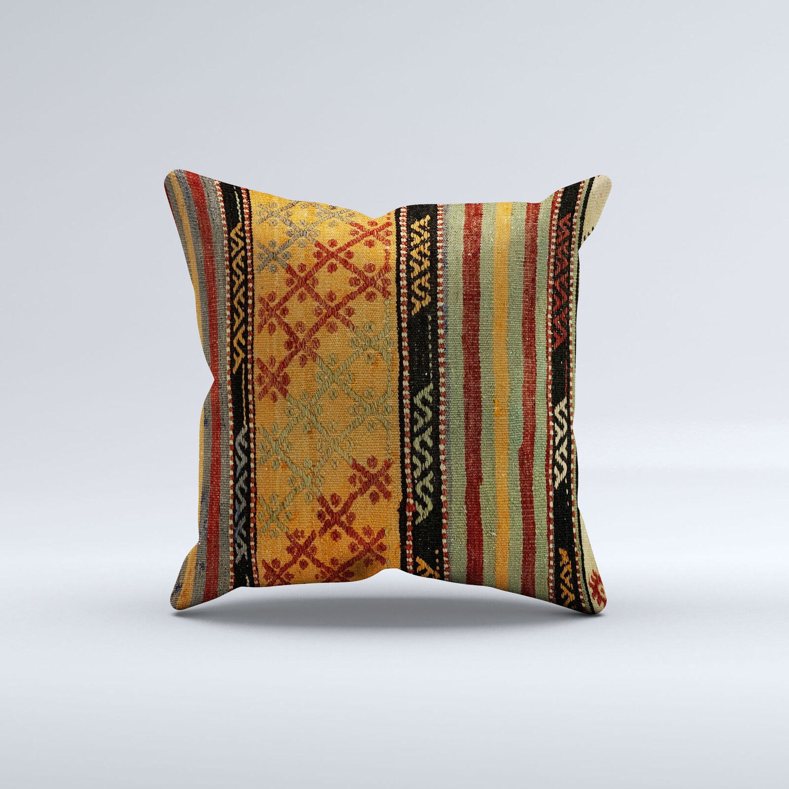 Vintage Turkish Kilim Cushion Cover 60x60 cm Square Wool Kelim Pillowcase 66456