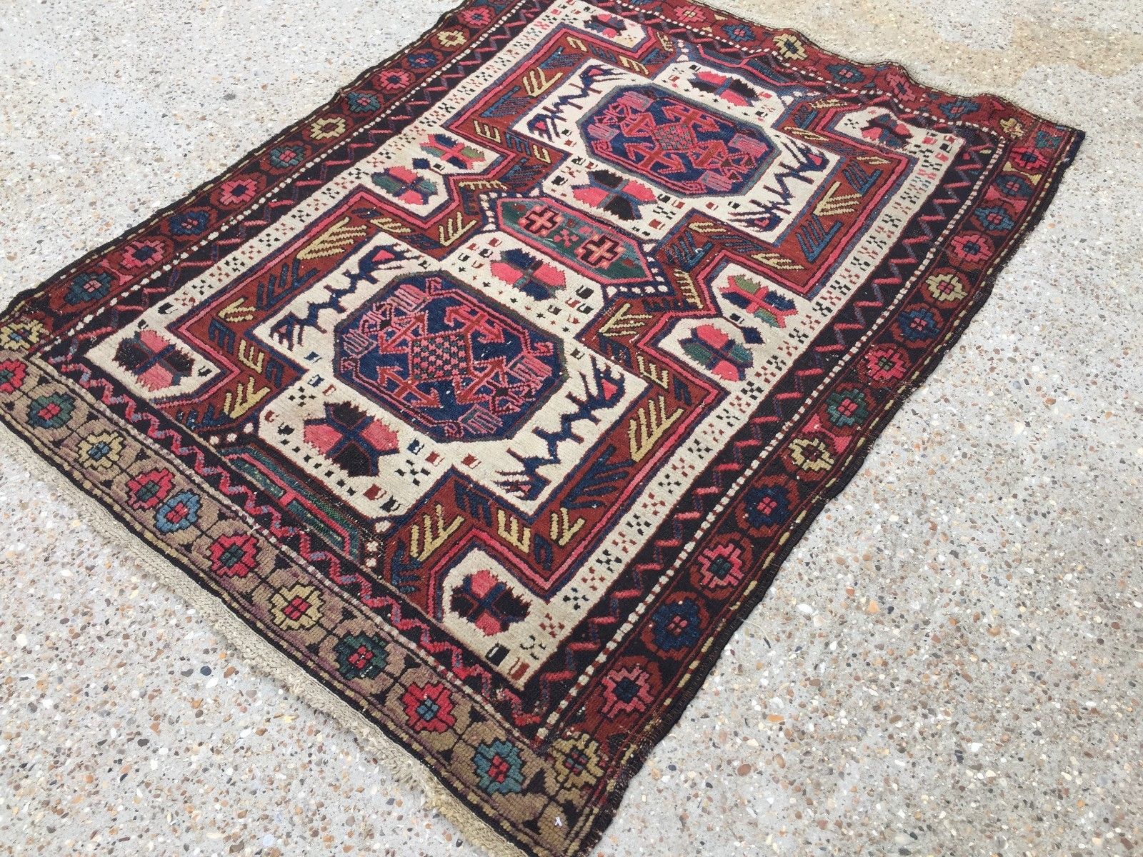 Old Kazak Rug Wool Oriental HandMade 140x105cm vintage carpet Turkish Persian Antiques:Carpets & Rugs kilimshop.myshopify.com