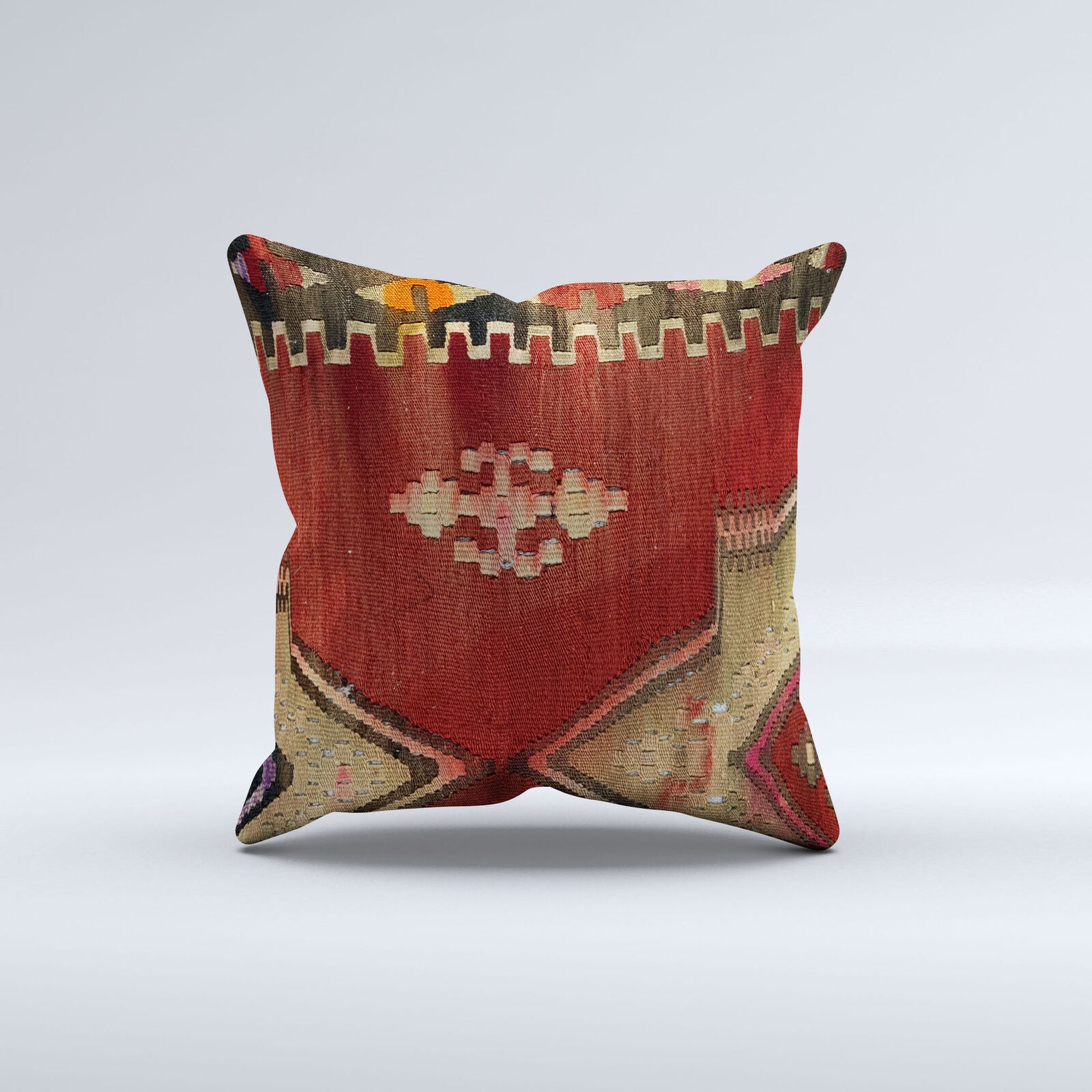 Vintage Turkish Kilim Cushion Cover 60x60 cm Square Wool Kelim Pillowcase 66452