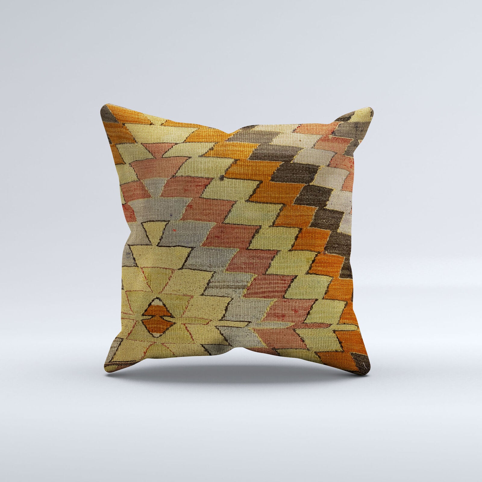 Vintage Turkish Kilim Cushion Cover 60x60 cm Square Wool Kelim Pillowcase 66417