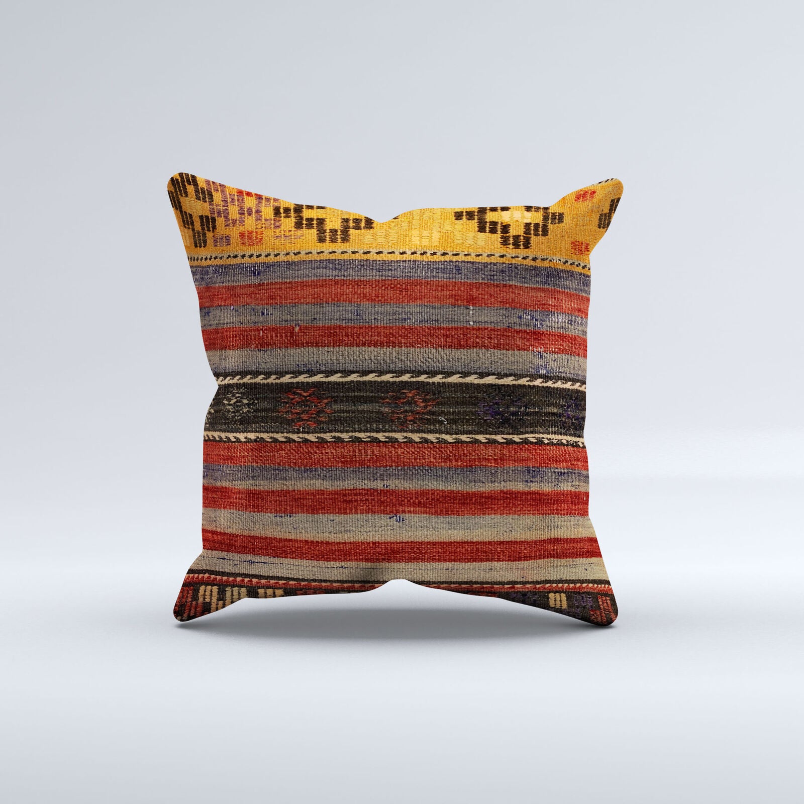 Vintage Turkish Kilim Cushion Cover 60x60 cm Square Wool Kelim Pillowcase 66413