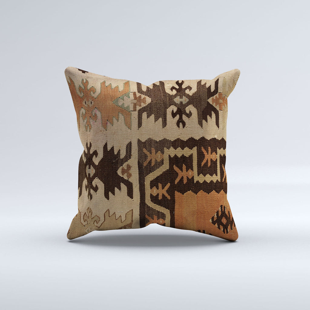 Vintage Turkish Kilim Cushion Cover 40x40 cm Square Wool Kelim Pillowcase  40816