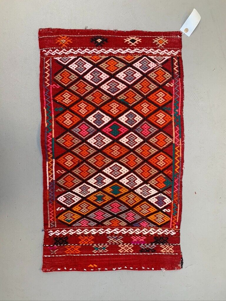 Vintage Turkish Mini Kilim 83x49 cm Wool Small Kelim Runner, shabby Chic