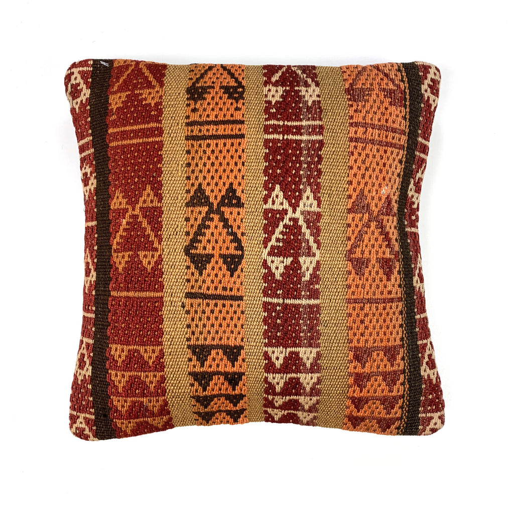 Vintage Kilim Cushion Cover 40x40 cm Square Wool Kelim Pillow Moroccan Decor kilimshop.myshopify.com