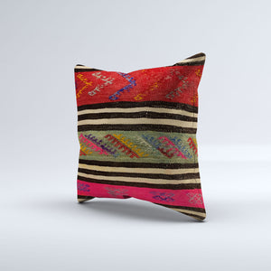 Vintage Turkish Kilim Cushion Cover 60x60 cm Square Wool Kelim Pillowcase 66446